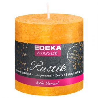 Stumpenkerze Rustik gelb 8x7cm 