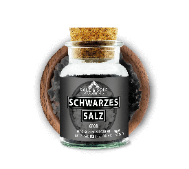 Grobes, schwarzes Salz im Korkglas 120g 